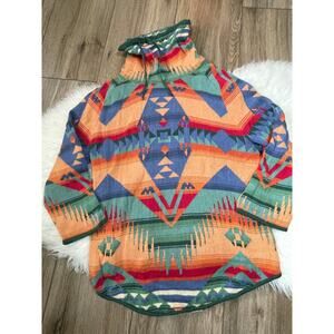 Chaps Denim Southwestern Aztec Sweater Womens Large Pullover 3/4 Sleeve Tribal